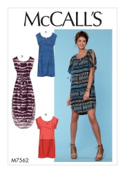 7562 MCCALLS LOOSE PULLOVER DRESS LENGTHS SLEEVES OR NOT PATTERN 4-14 UNCUT +  LG 16 or LG-XXLG choice
